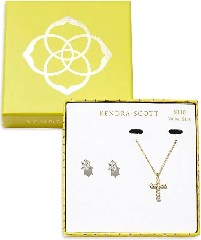 Crystal Cross Necklace &amp; Cailin Crystal Stud Earring Gift Set