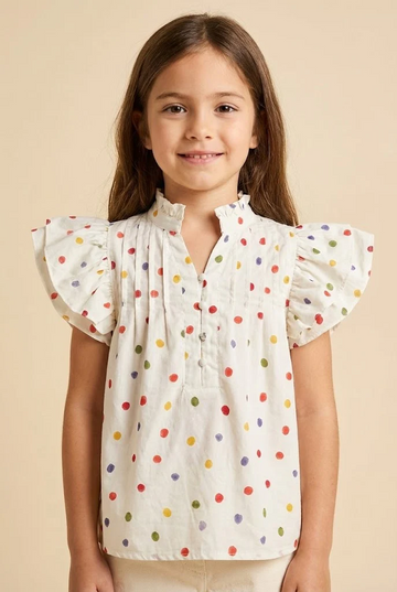 Polka Dot Pleated Top