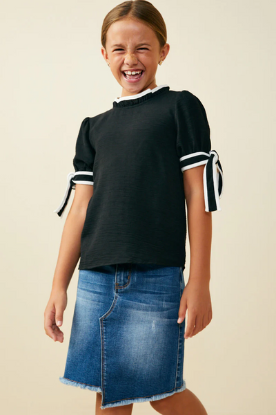 Piped Tie Sleeve Top
