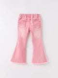 Pink Flare Bow Pearl Jeans