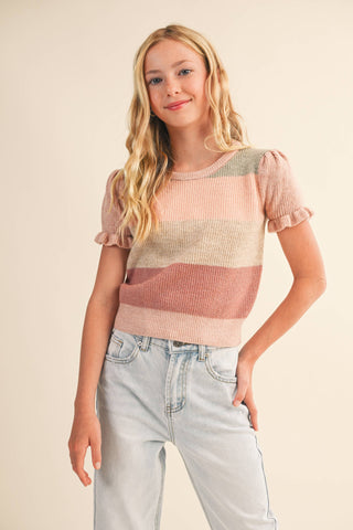 Stripe Puff Sleeve Sweater