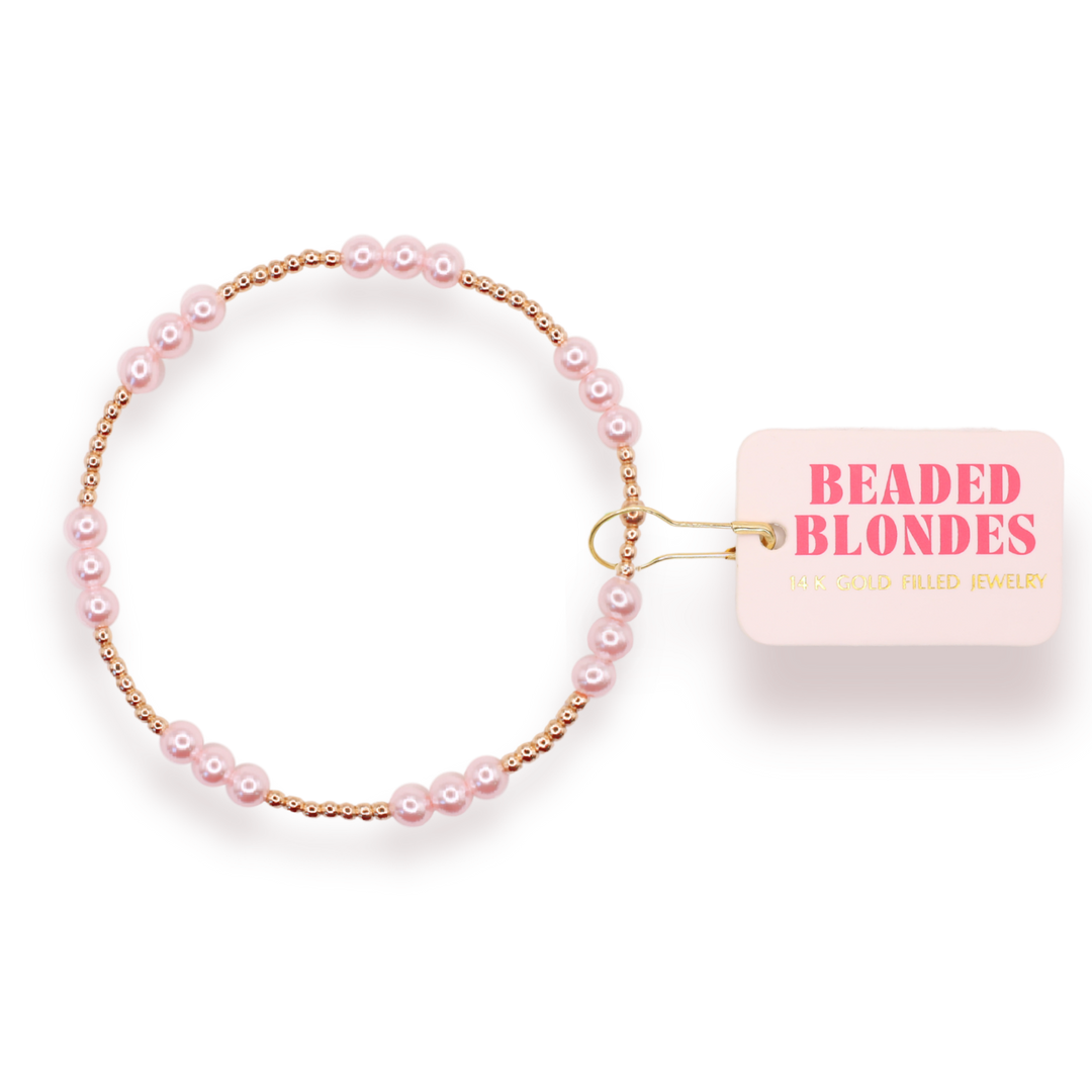 Pink ILY Pearl Bracelet in Gold