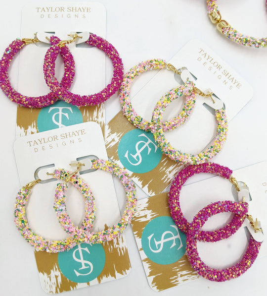 Glitter Hinge Hoops
