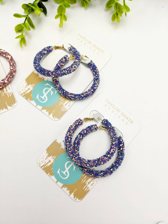 Glitter Hinge Hoops
