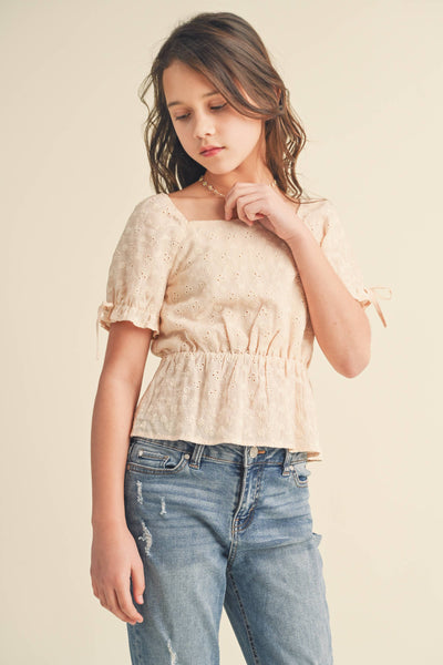 Peplum Eyelet Blouse