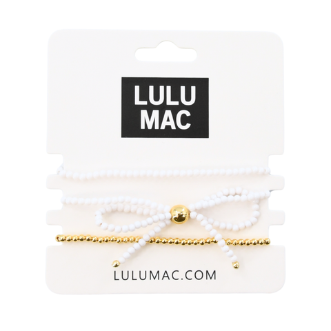 Lulu Mac Bow Bracelet Set White