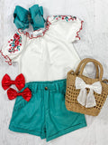 Embroidered Top & Shorts Set