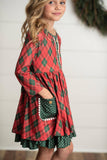 Plaid Ruffle Holiday Christmas Dress