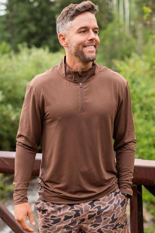 Burlebo Performance Quarter Zip Heather Brown