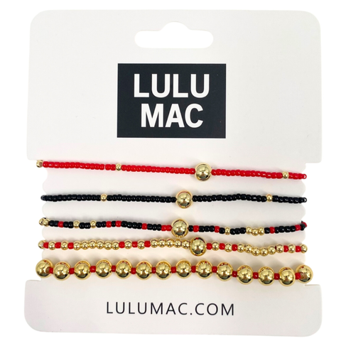 Lulu Mac Bracelet Set Red & Black