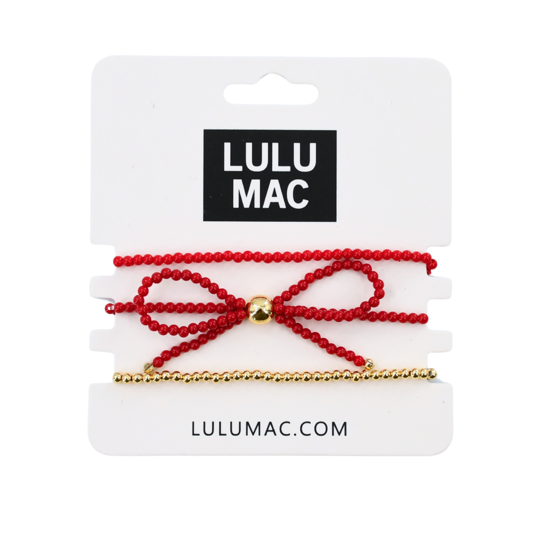 Lulu Mac Bow Bracelet Set Red