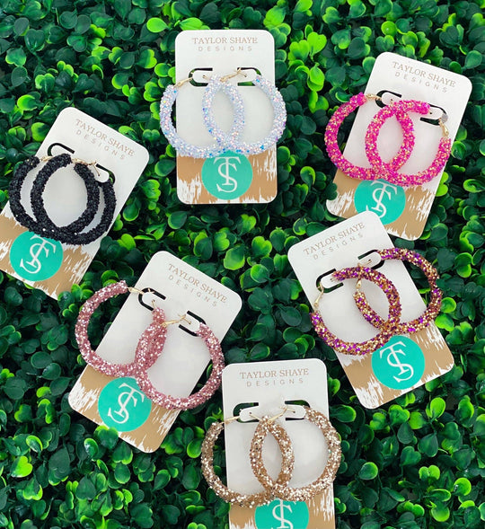 Glitter Hinge Hoops